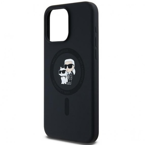  Чохол Karl Lagerfeld Silicone Karl amp; Choupette Ring для iPhone 15|14|13 Black with MagSafe (KLHMP15SSCMKCRHK)